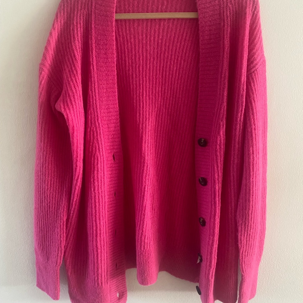 Everlane Vibrant Pink Cardigan Sweater